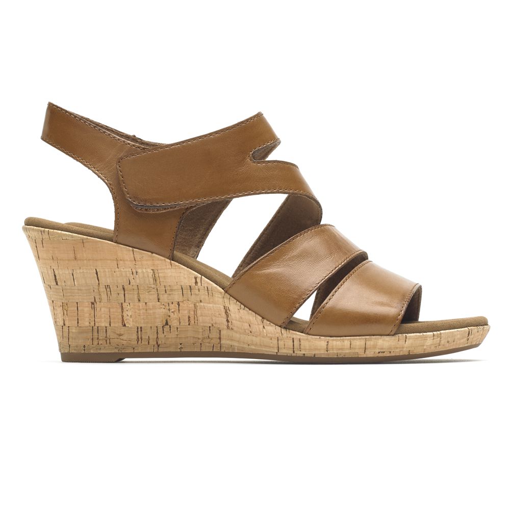 Rockport Canada Briah Strappy Comfort - Womens Wedges Sandals Brown (YQR163924)